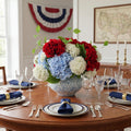 Red White And Blue Hydrangea Arrangement In Ceramic Vase