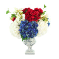Red White And Blue Hydrangea Arrangement In Pedestal Vase