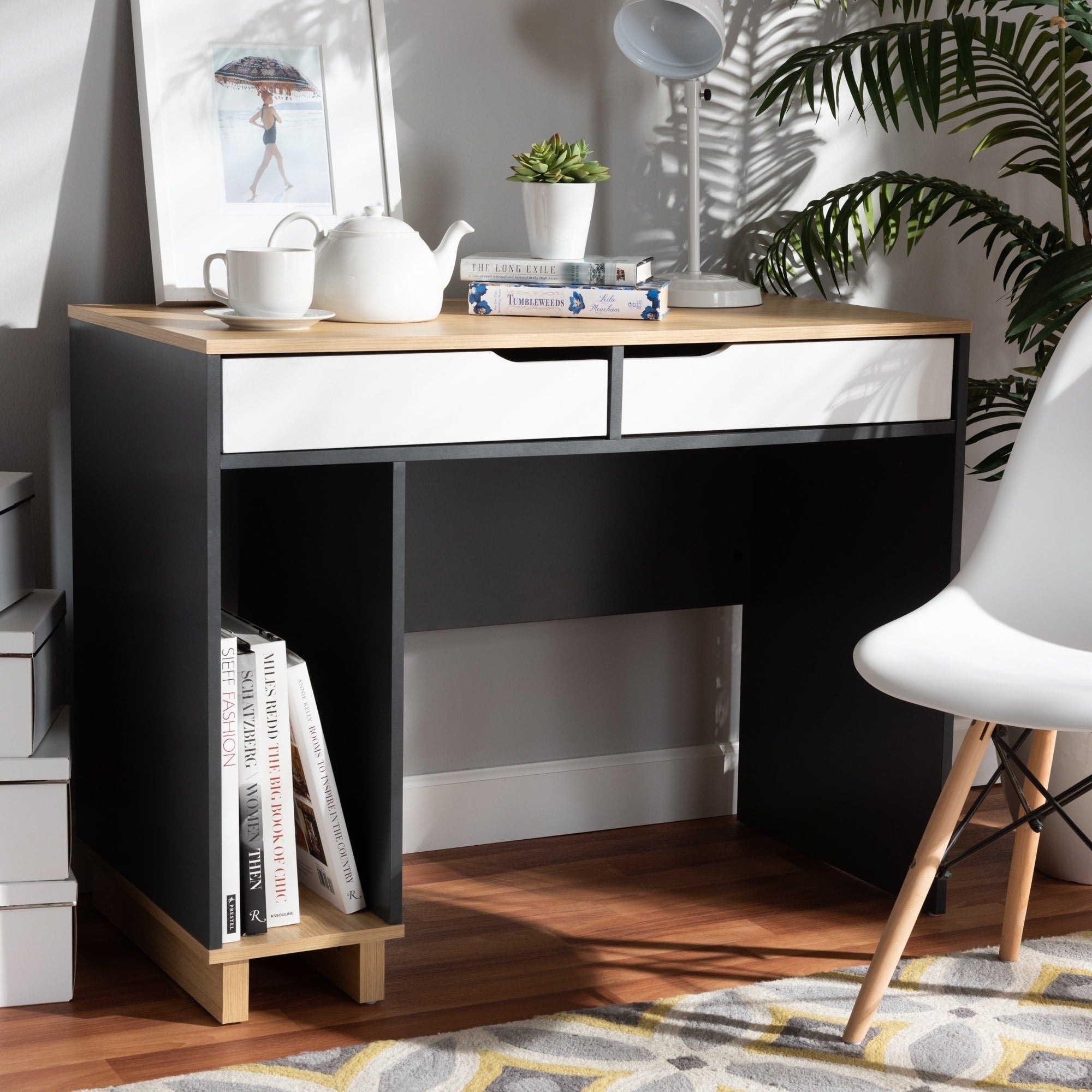 Reed Mid Century Modern 2 Drawer Computer Desk