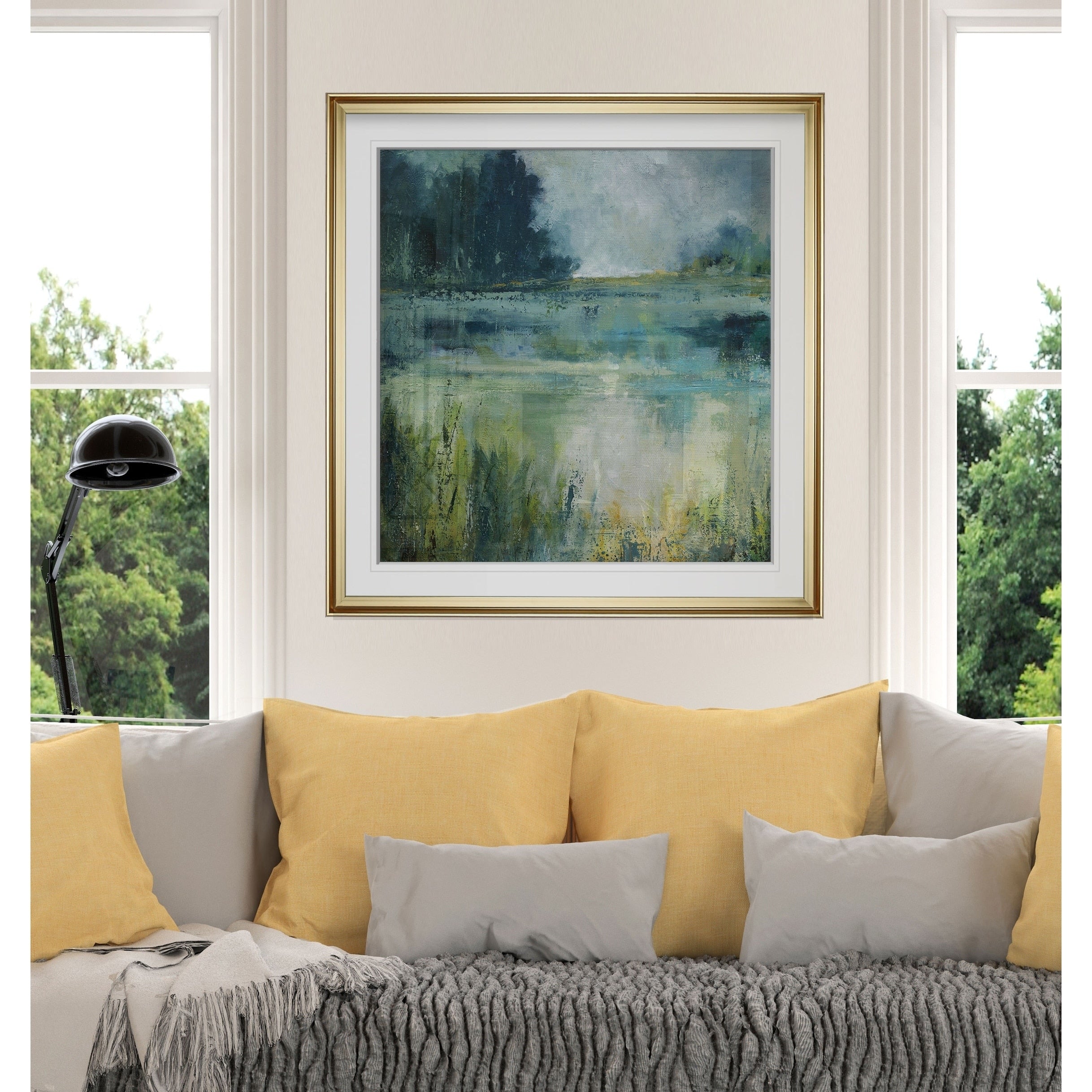 Reflections Edge Custom Framed Print Blue White Grey Yellow Green Silver Gold