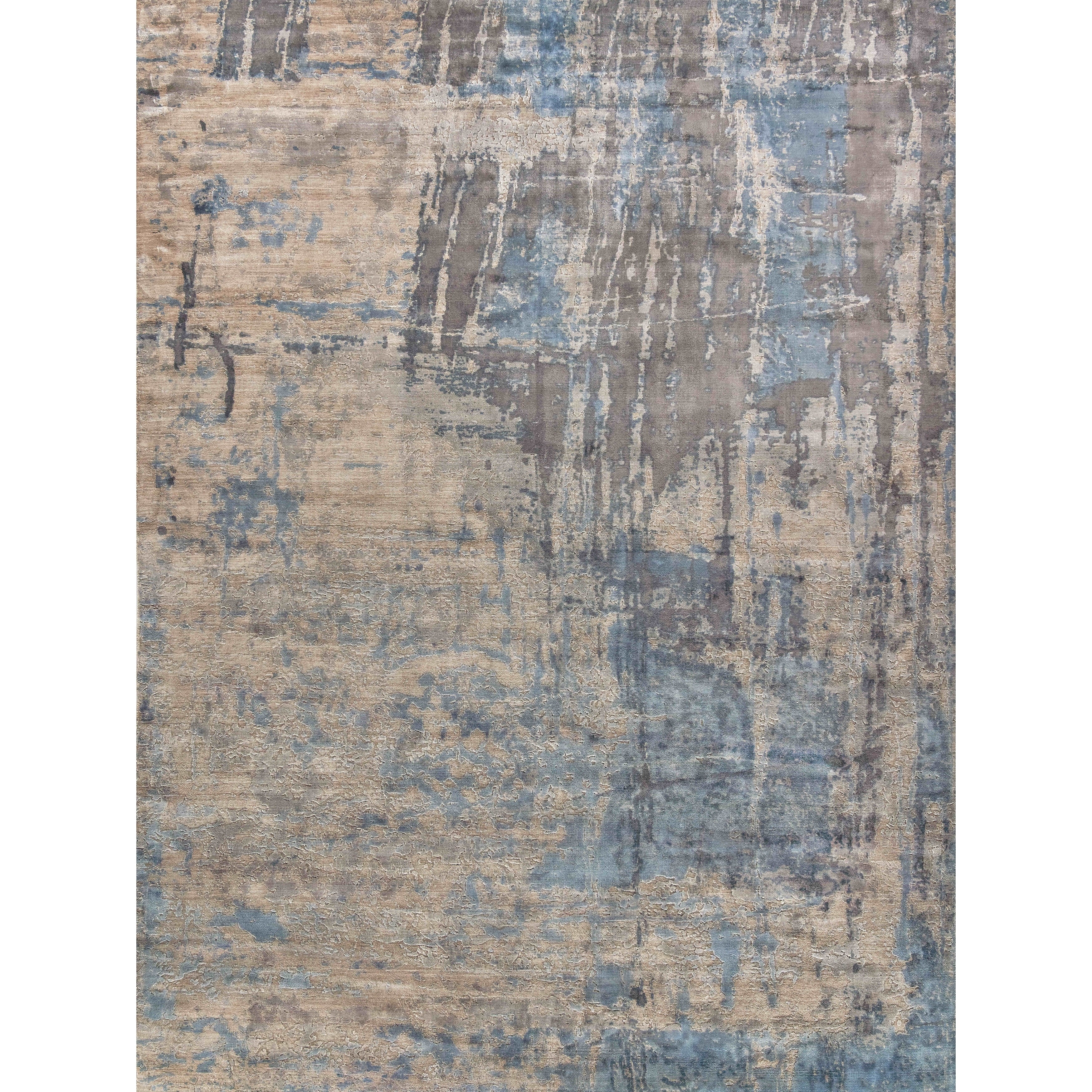 Reflections Handloomed Bamboo Silk Beige Blue Area Rug