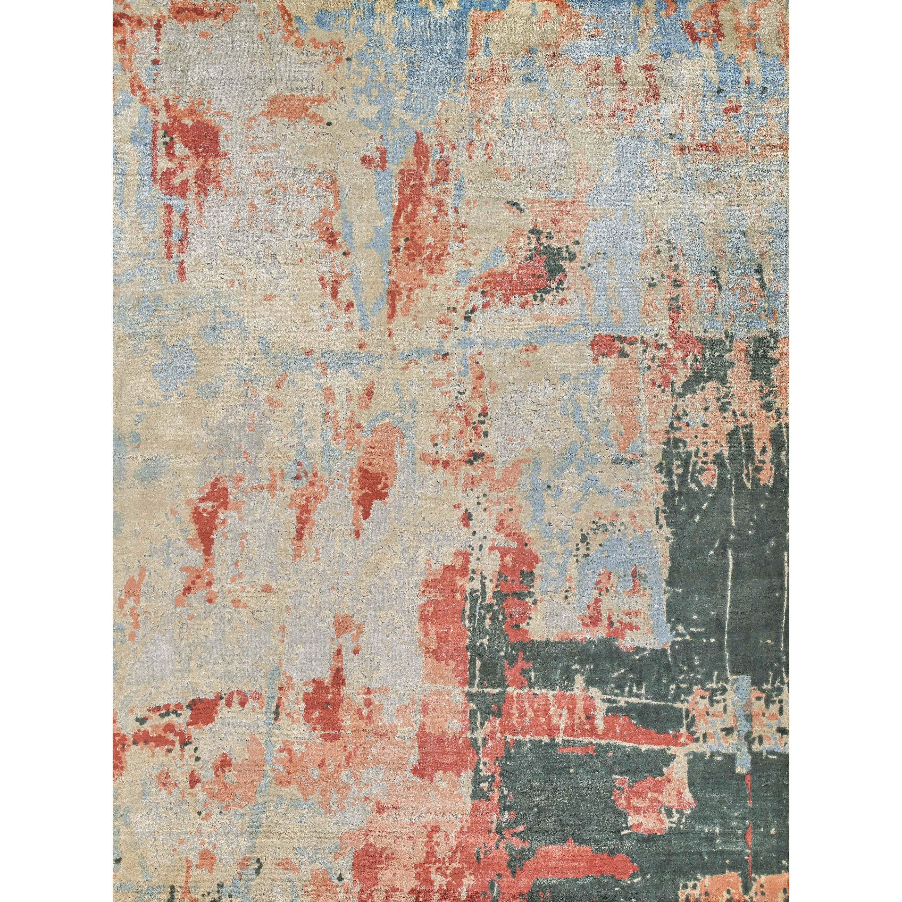 Reflections Handloomed Bamboo Silk Blue Black Area Rug 9 X 12
