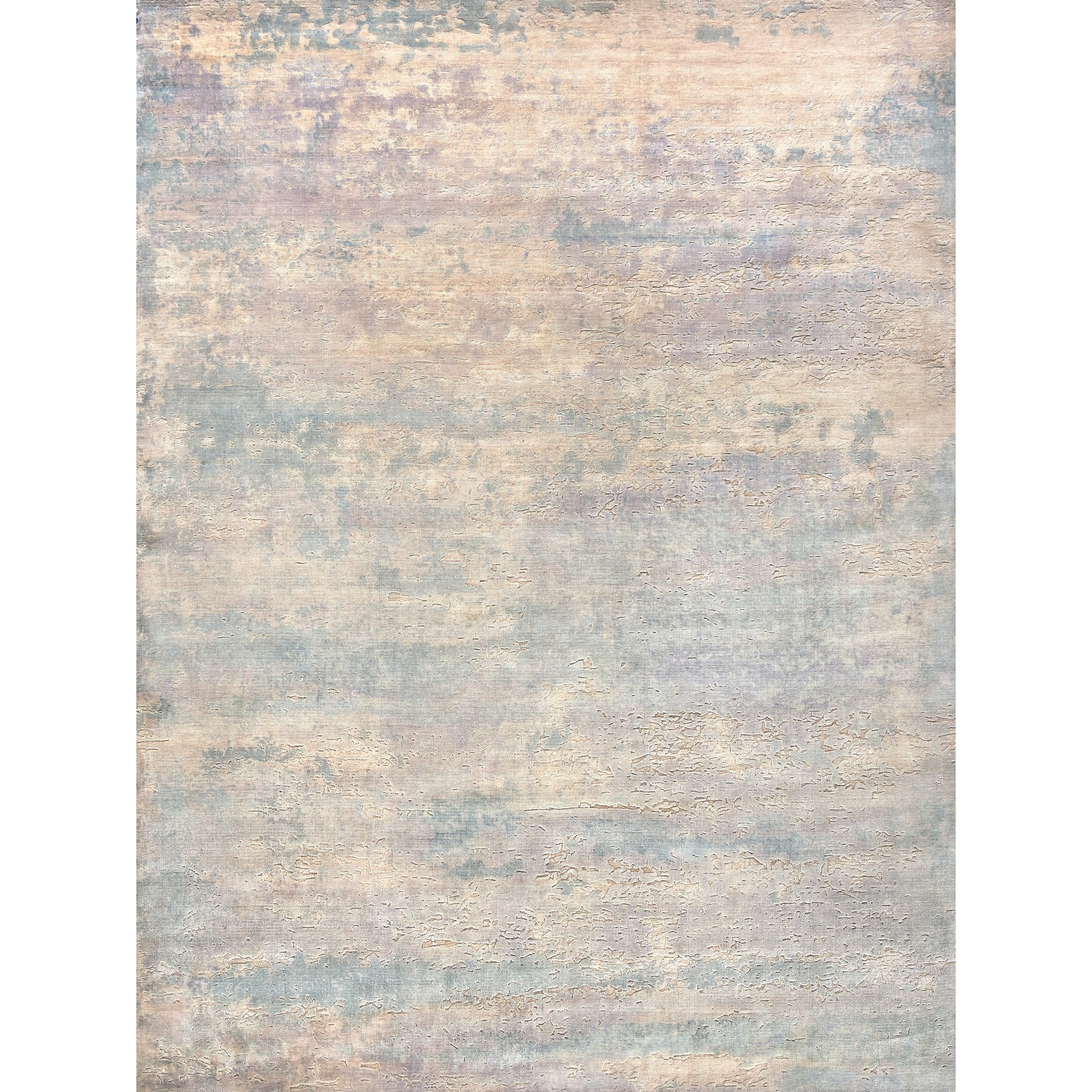 Reflections Handloomed Bamboo Silk Light Beige Blue Area Rug 8 X 10