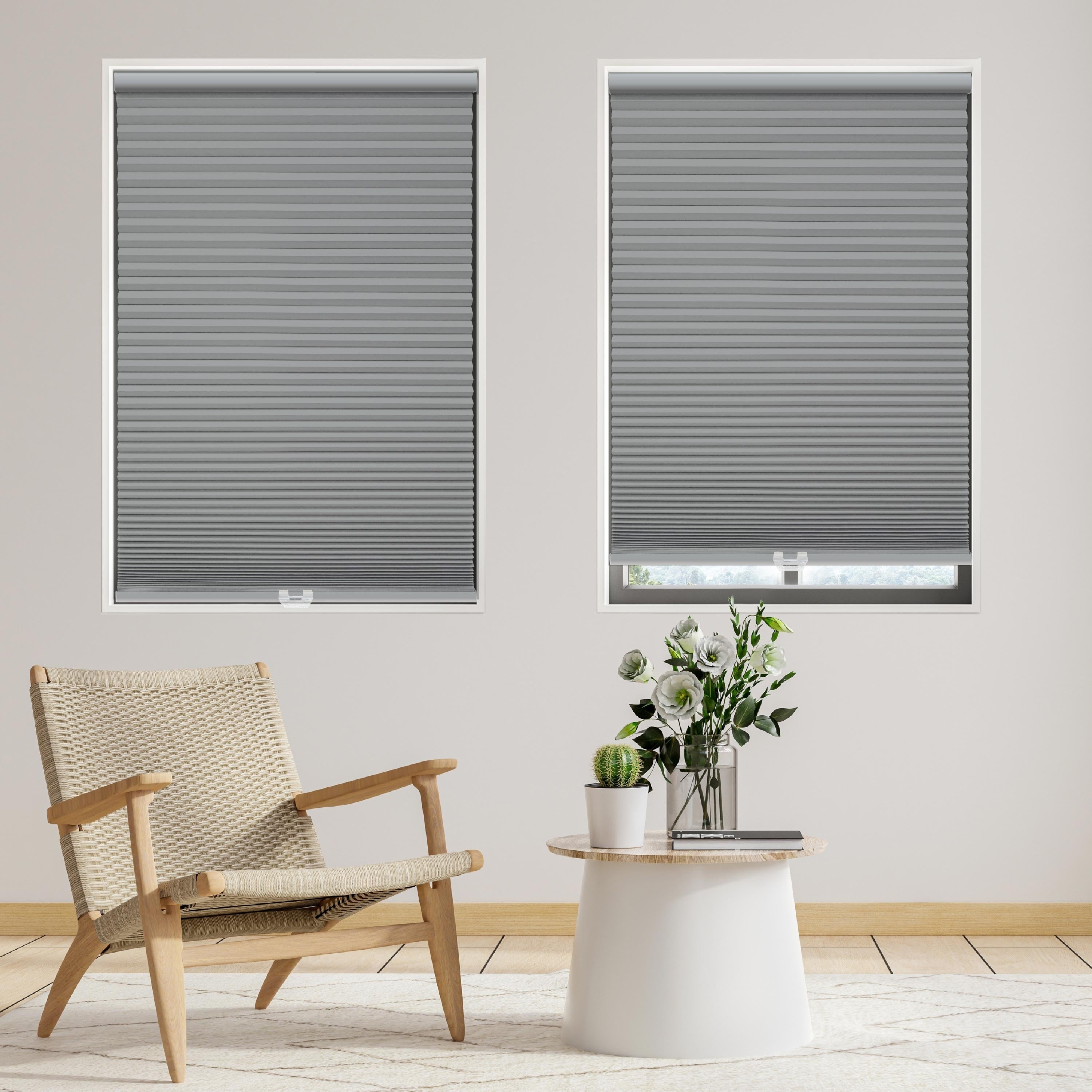 Copper Grove Yerevan Grey White 48 Inch Long Cordless Blackout Cellular Shade