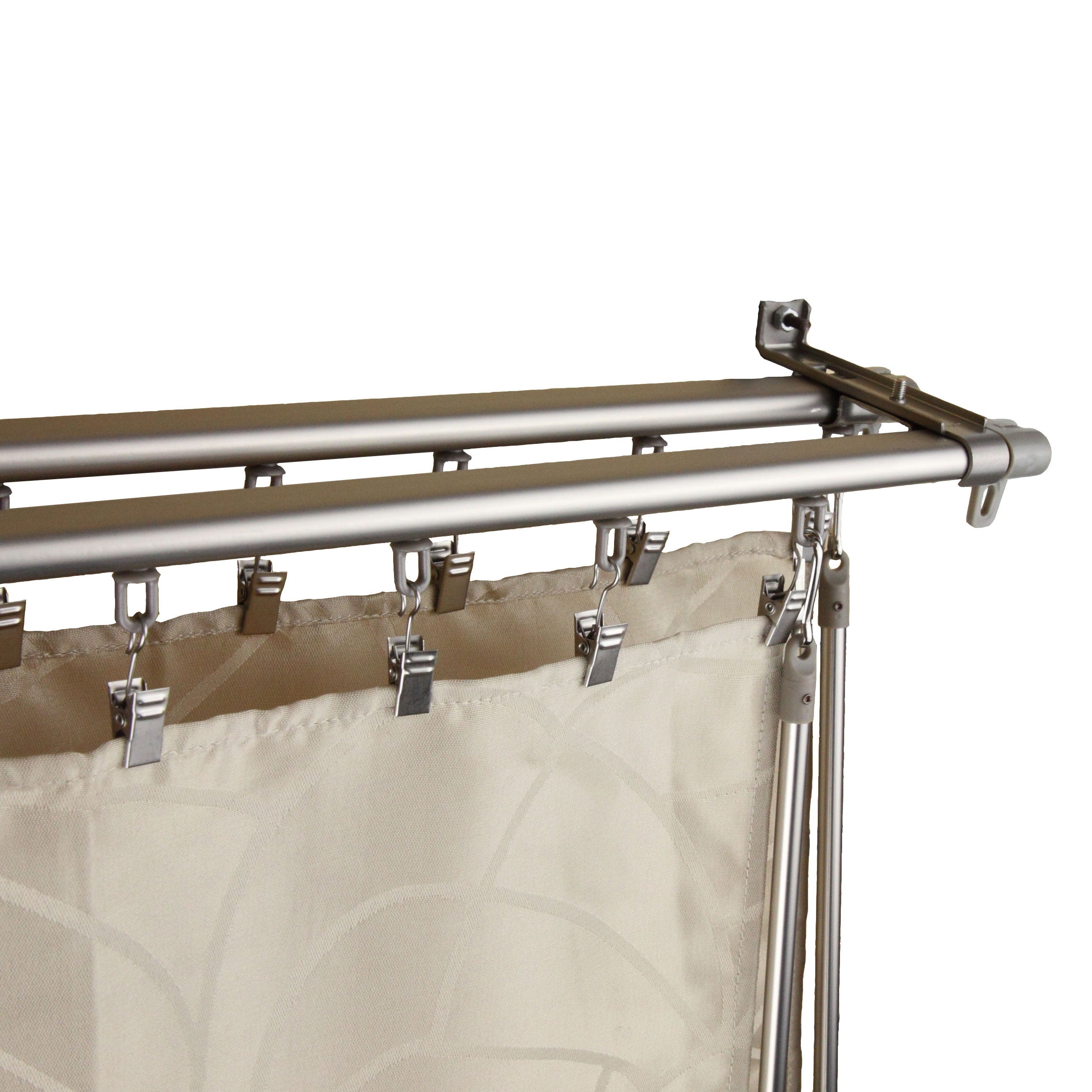 Instyledesign Regal Silver Adjustable Double Curtain Track Set