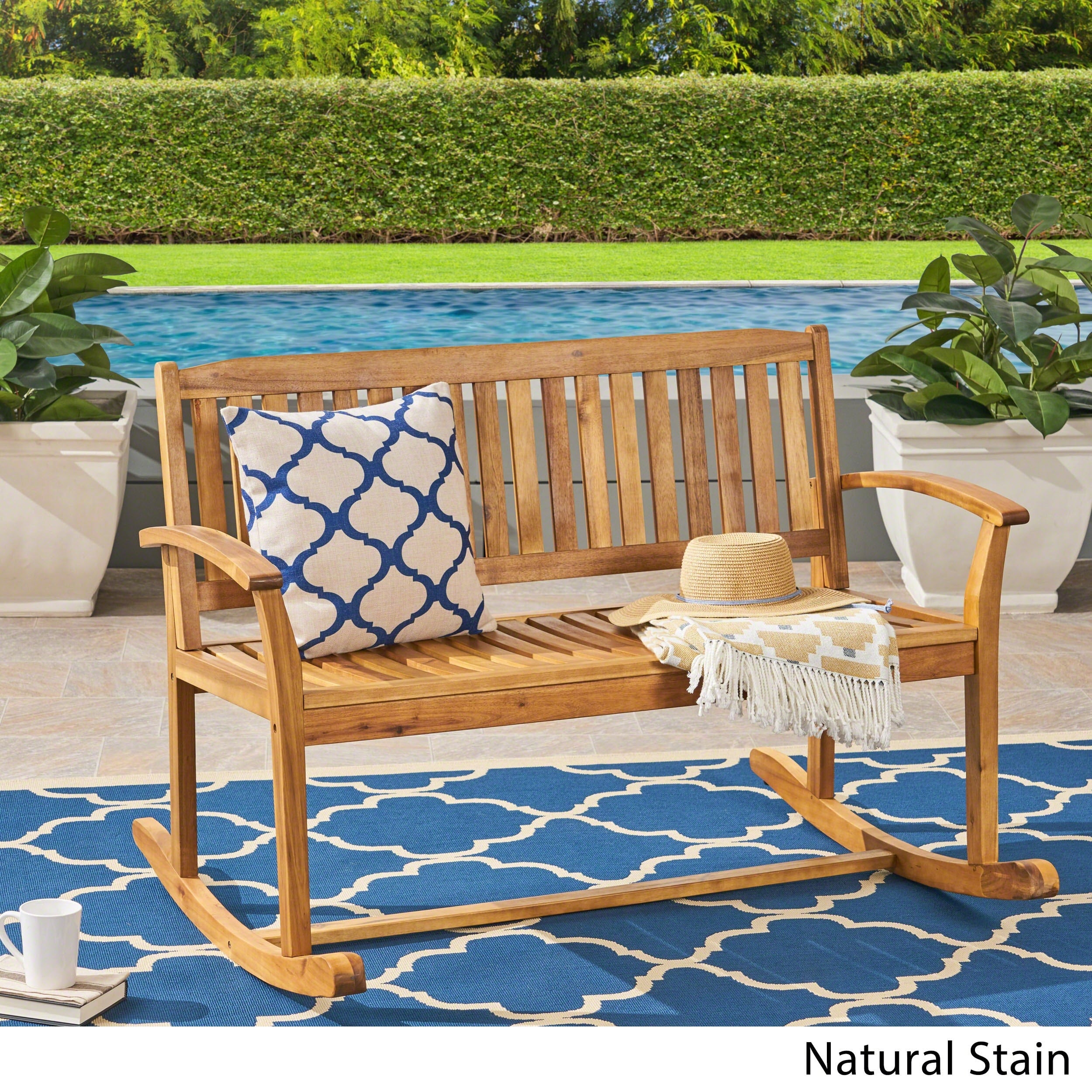 Regatta Acacia Wood Patio Glider By Christopher Knight Home