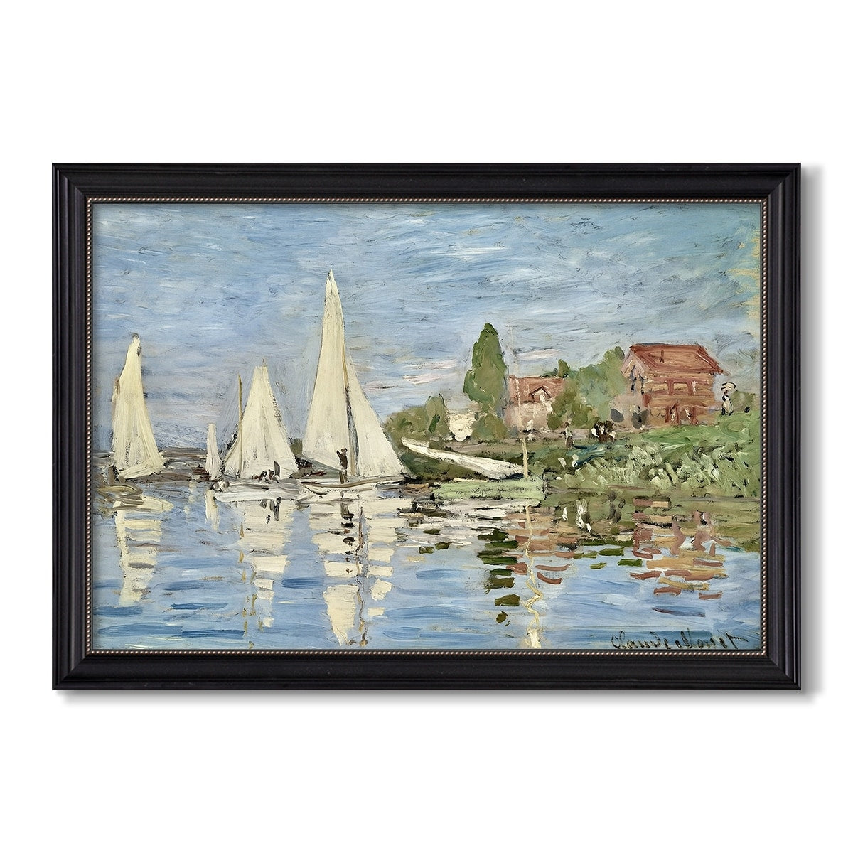 Regatta At Argenteuil 1872 Claude Monet Custom Framed Canvas