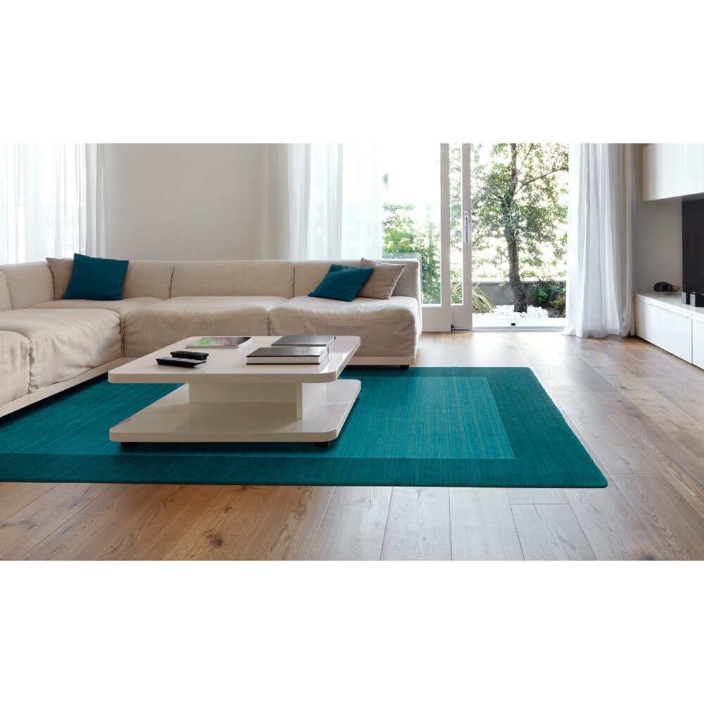 Borders Hand Tufted Turquoise Wool Rug 80 X 100 8 X 10