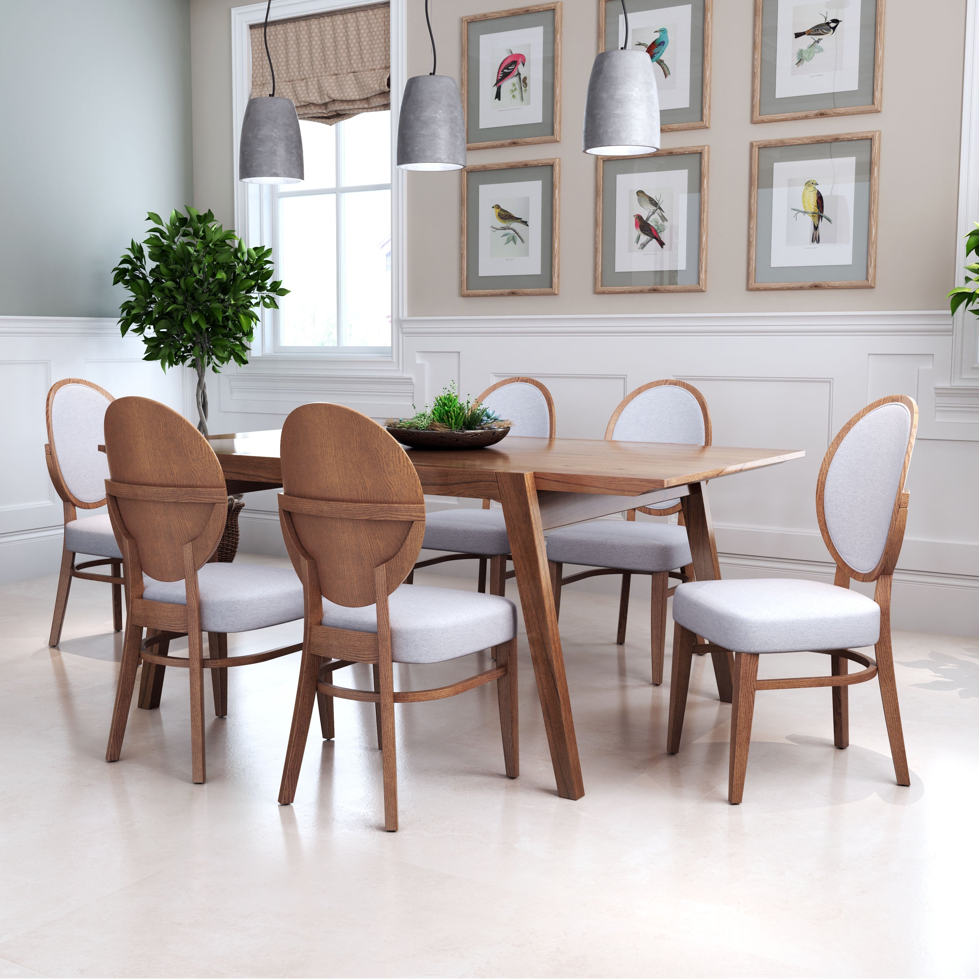 Regents Dining Chair Walnut Light Gray Set Of 2