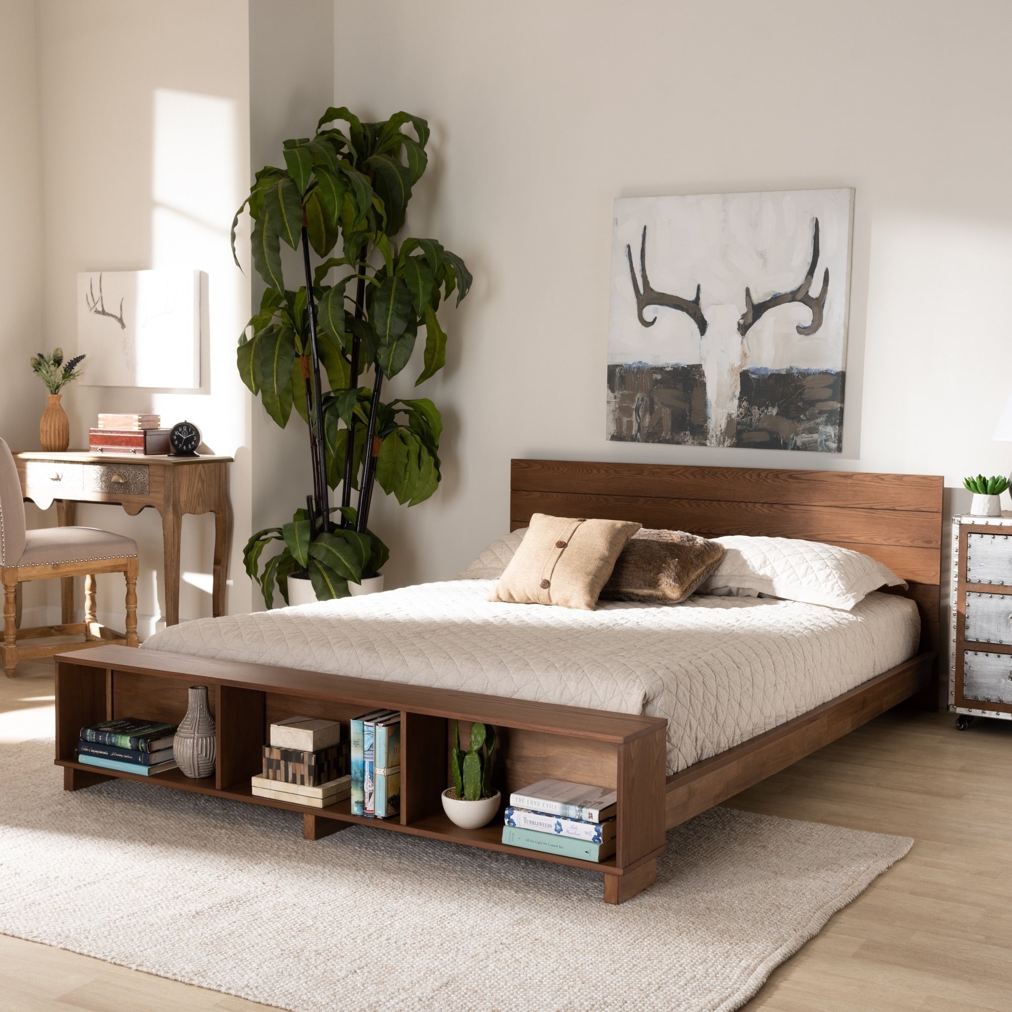 Carbon Loft Dehaney Rustic Ash Walnut Brown Platform Storage Bed With Shelves