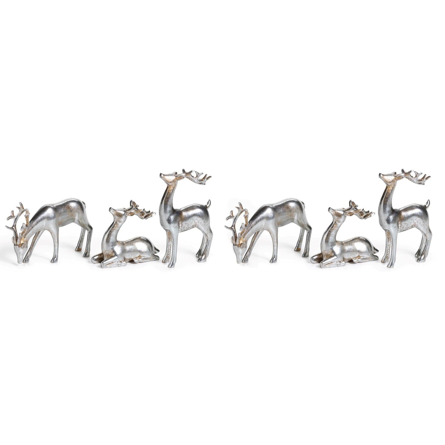 Reindeer Christmas Figurine Holiday D Cor Silver Set Of 6