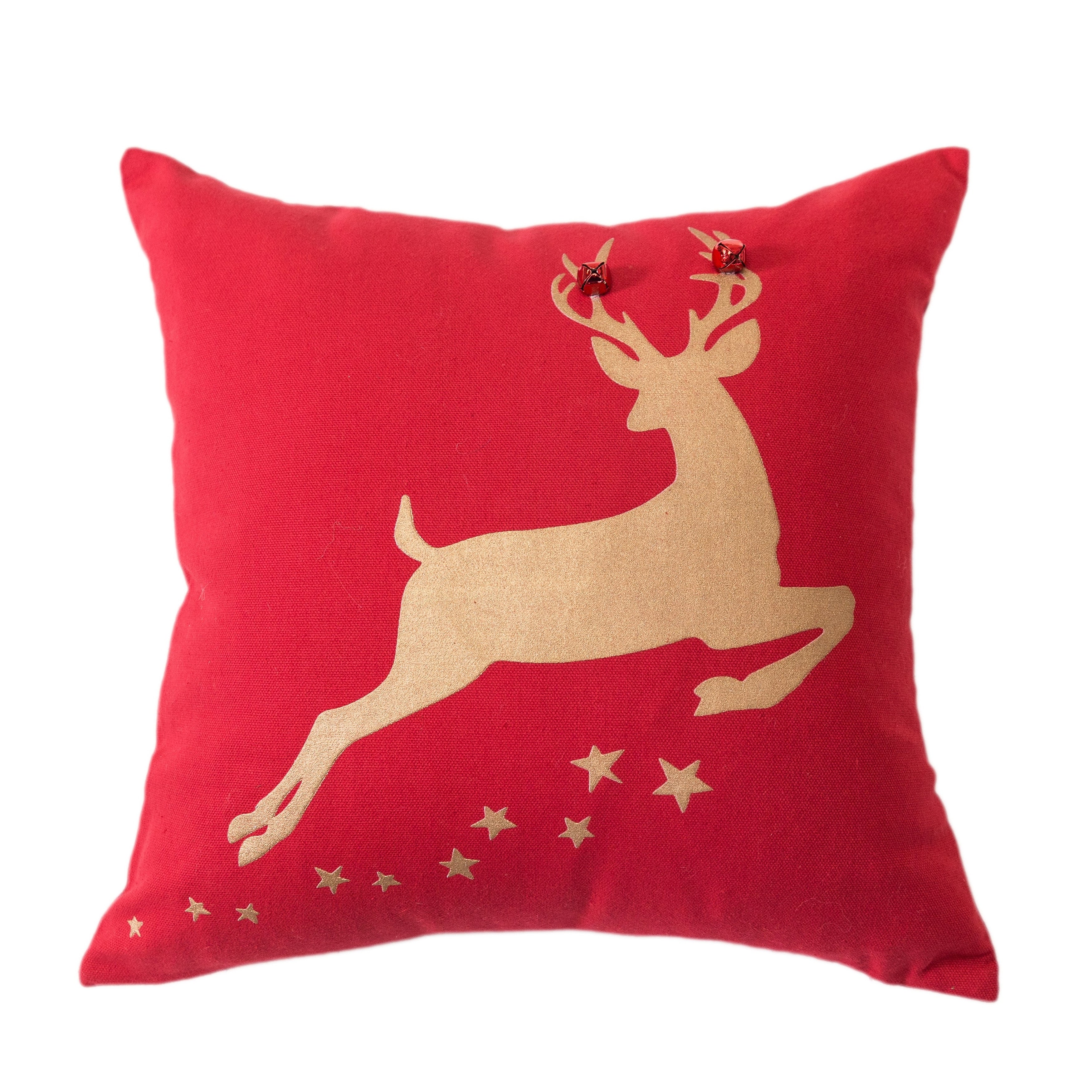 Reindeer Cotton 16 Square Christmas Throw Pillow
