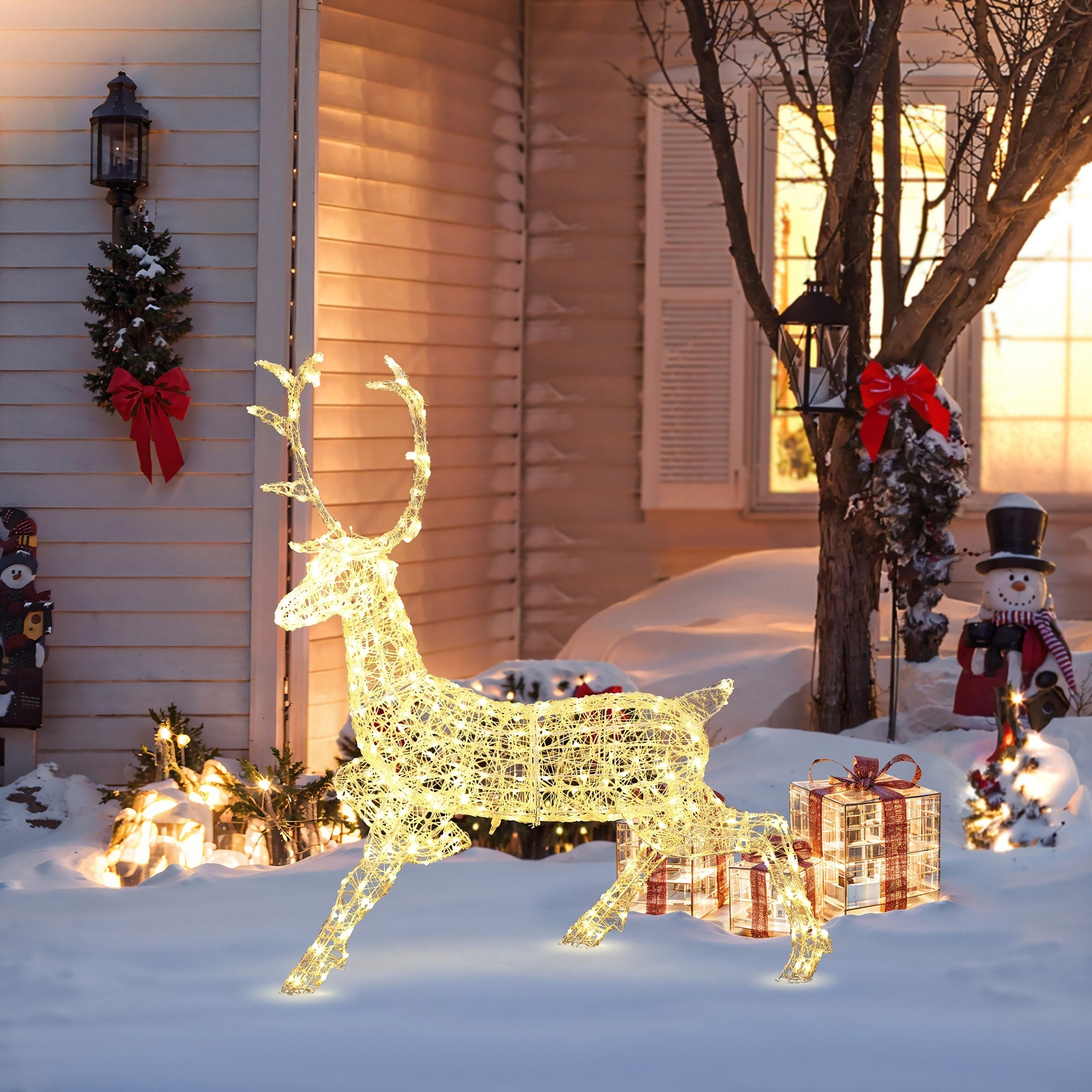 Reindeer Outdoor Holiday Decoration With Lights And Timer