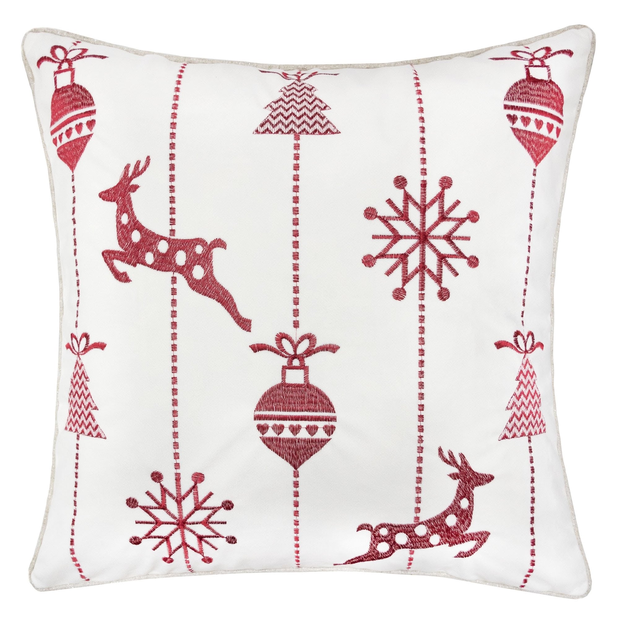 Reindeer Velvet 20 Square Christmas Throw Pillow
