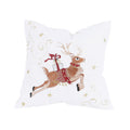 Reindeer With Gifts Embroidered Christmas Pillow 14 By 14 Inch