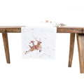 Reindeer With Gifts Embroidered Christmas Table Runner 16 By 36 Inch