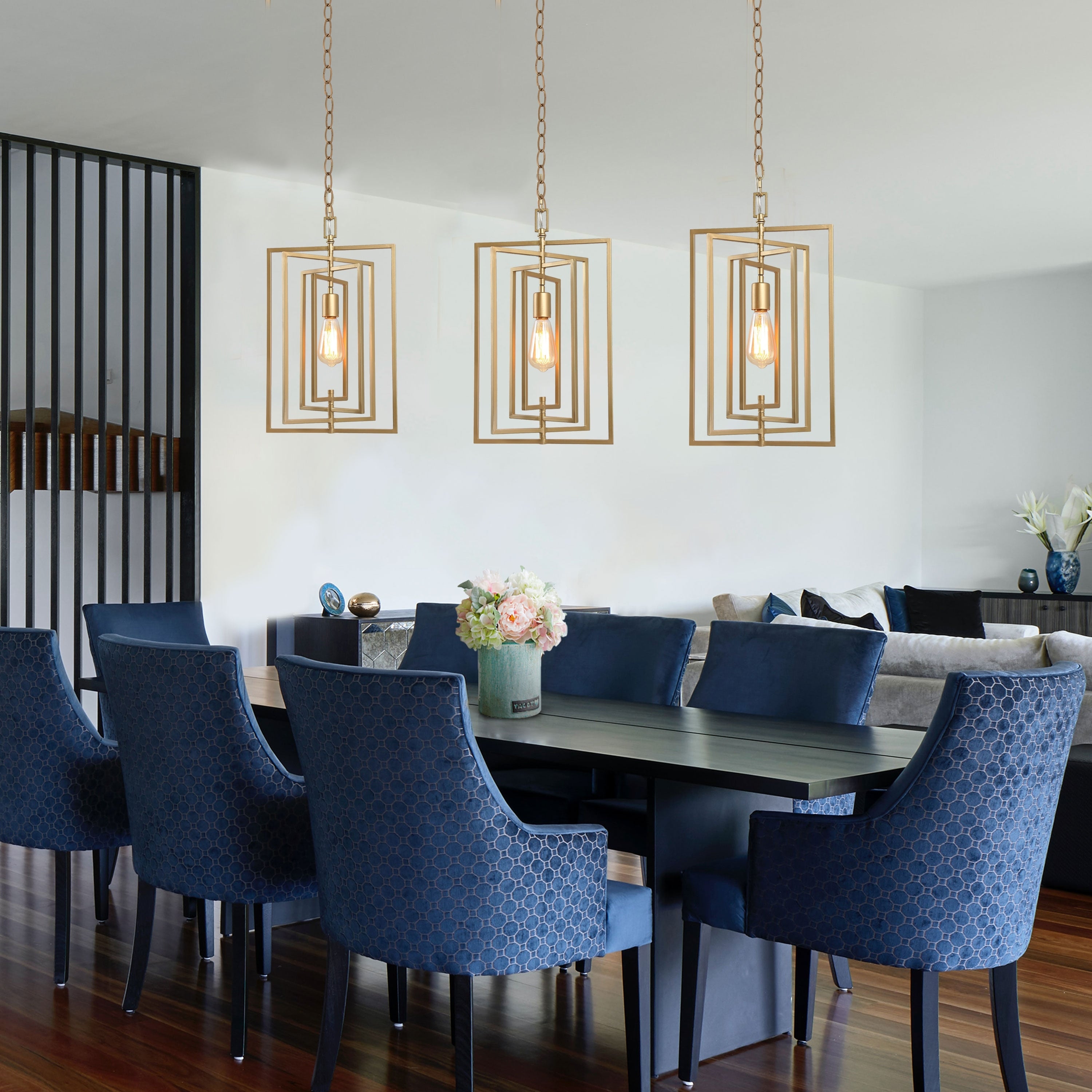 Modern Contemporary Pendant Hanging Ceiling Lighting Fixture Gold W12 Xh20.5