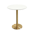 Rely Bar Height Table 36 Inch Round White Lacquer Top Gold Base