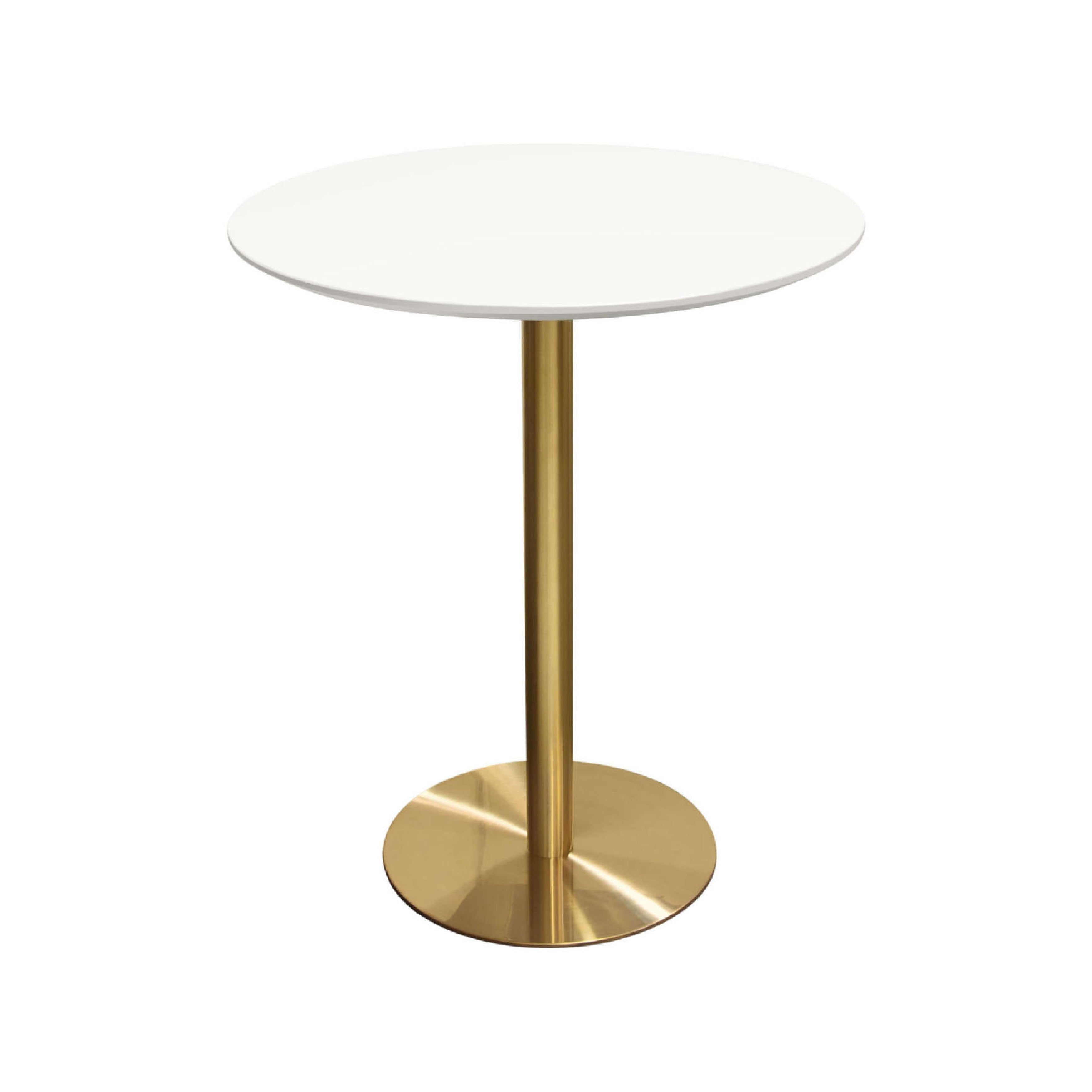 Rely Bar Height Table 36 Inch Round White Lacquer Top Gold Base