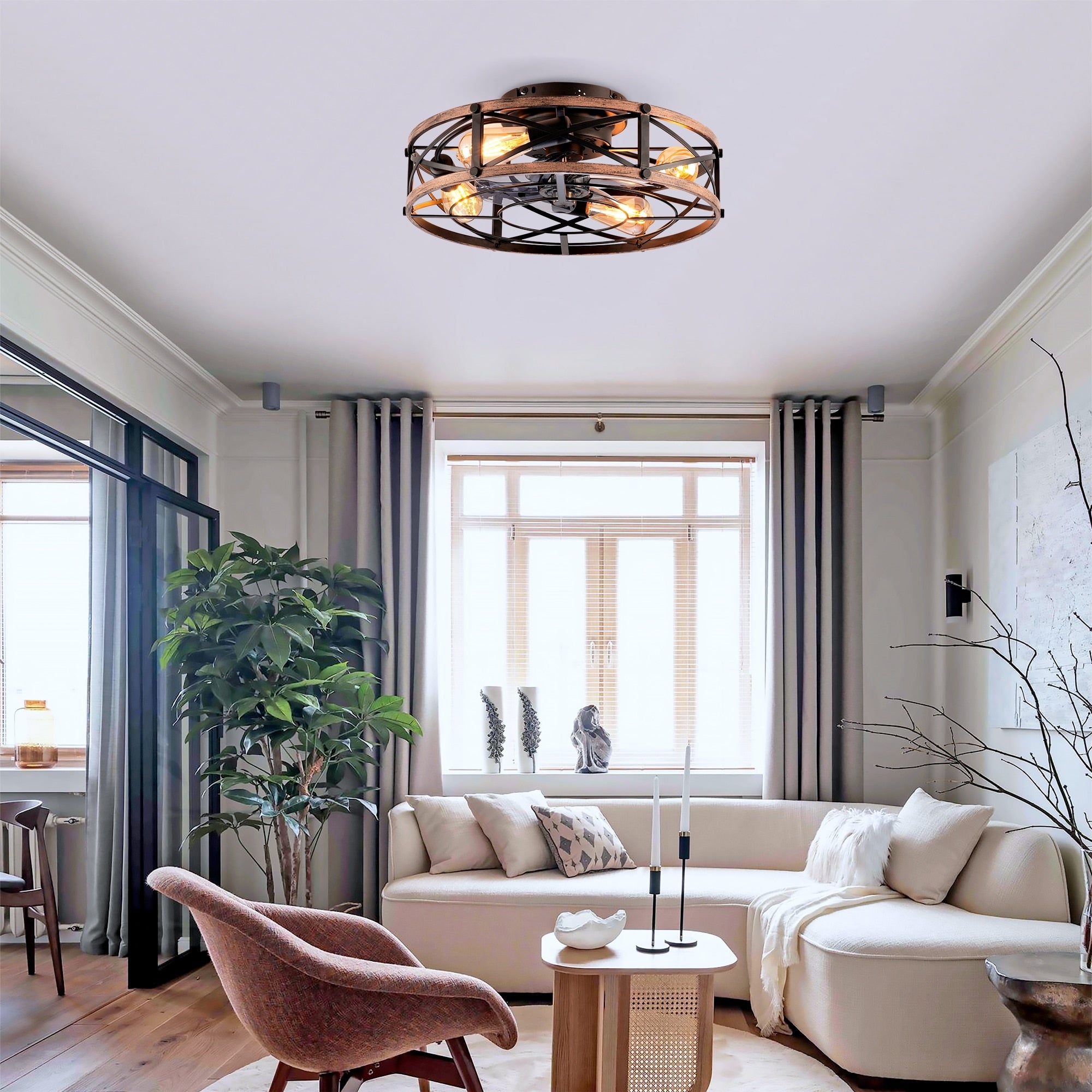 Remote Control Ceiling Fan With Reversible Motor Without Bulbs