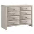 Remy 59 Inch Wide Dresser 8 Contemporary Faceted Drawers Antique White Finish