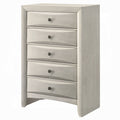 Remy Tall Dresser Chest 5 Contemporary Faceted Drawers Antique White
