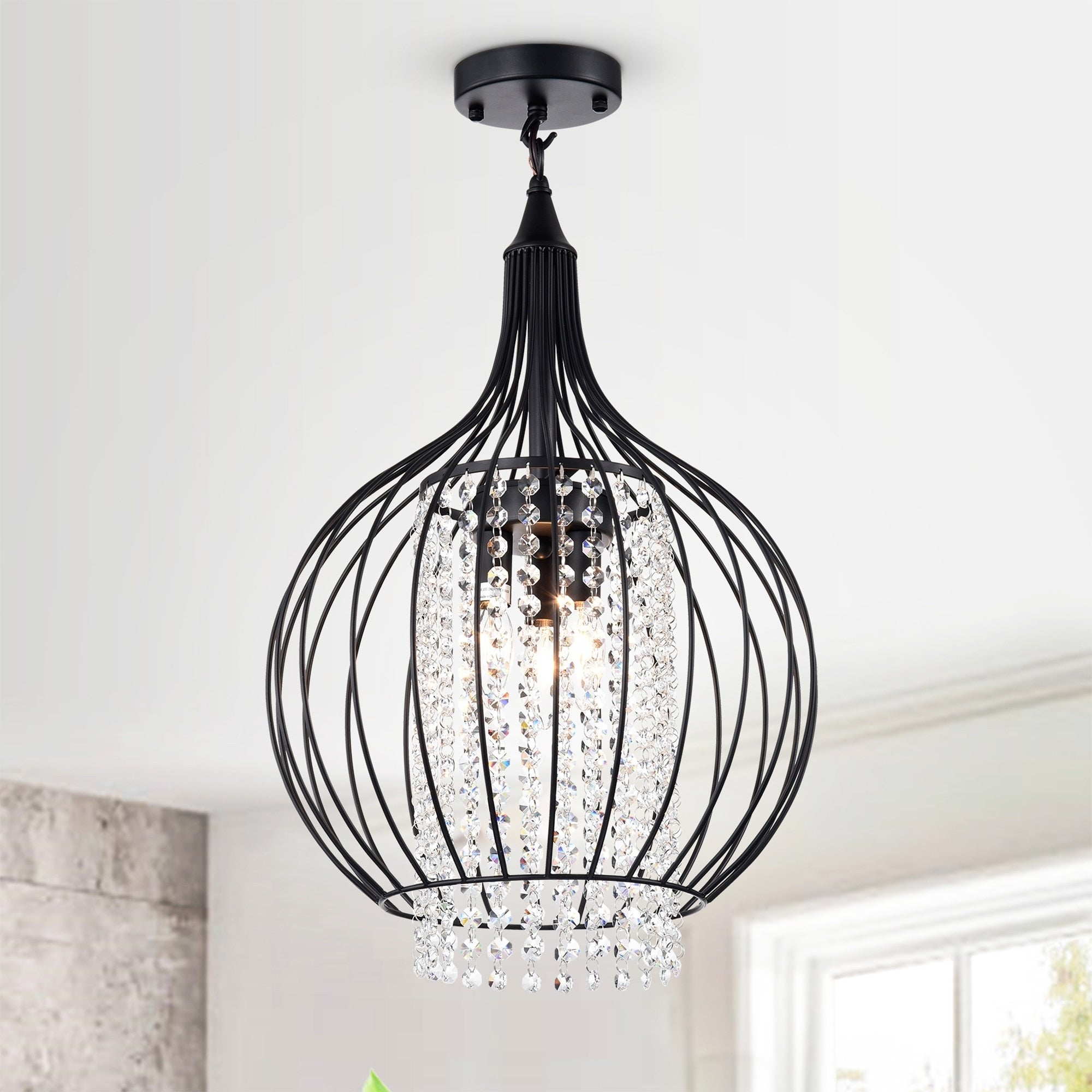 Rena Matte Black 3 Light Chandelier