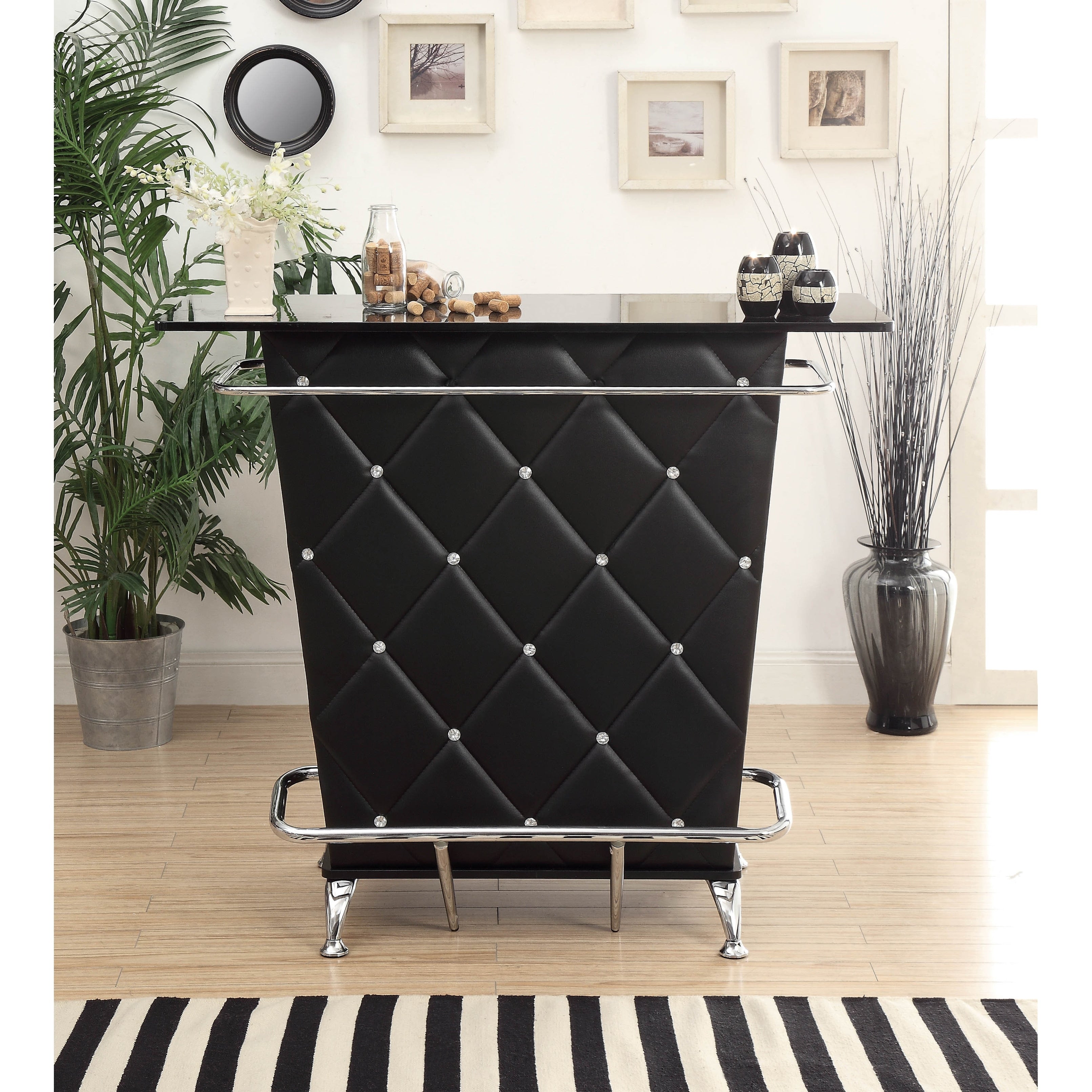 Furniture Of America Renada Contemporary Faux Leather Bar