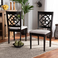 Renaud Grey Fabric Dark Brown Finished Wood 2 Pc Dining Chair Set