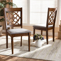 Renaud Modern Grey Fabric And Walnut Brown Wood 2 Pc Dining Chair Set