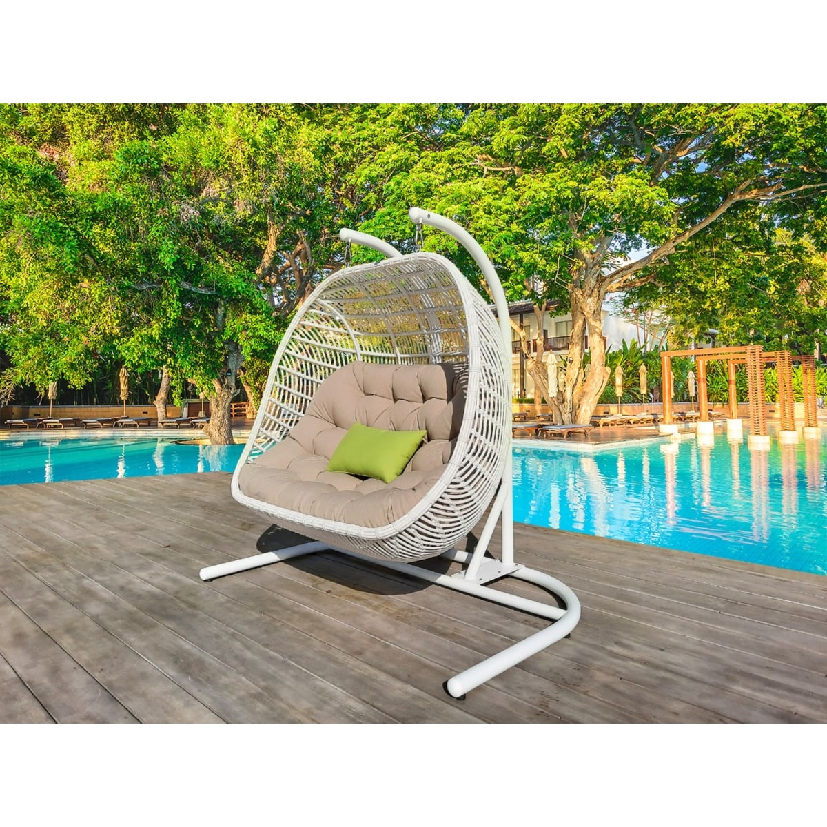 Renava San Juan Outdoor White Grey Hanging Chair