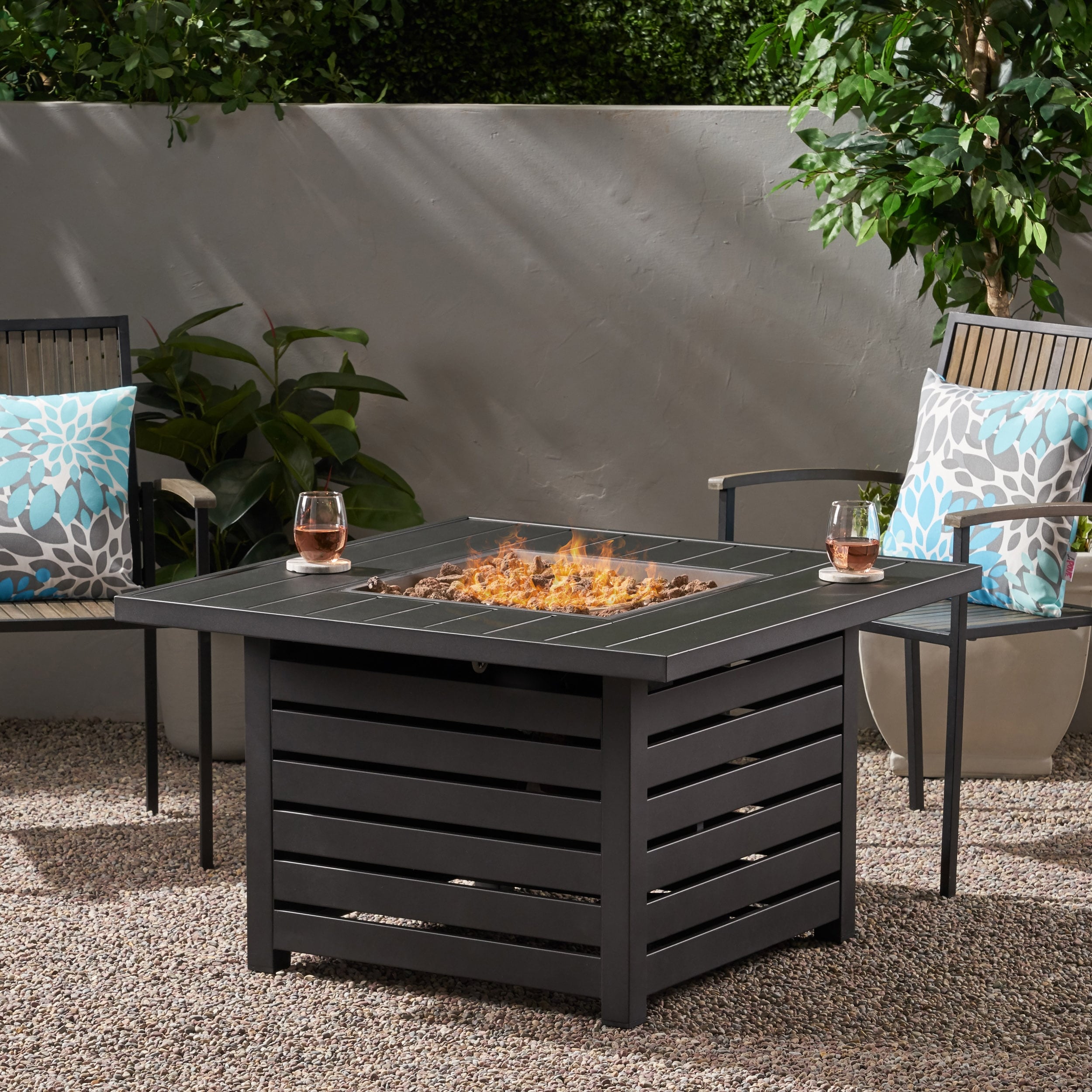 Rene Iron Square Fire Pit By Christopher Knight Home