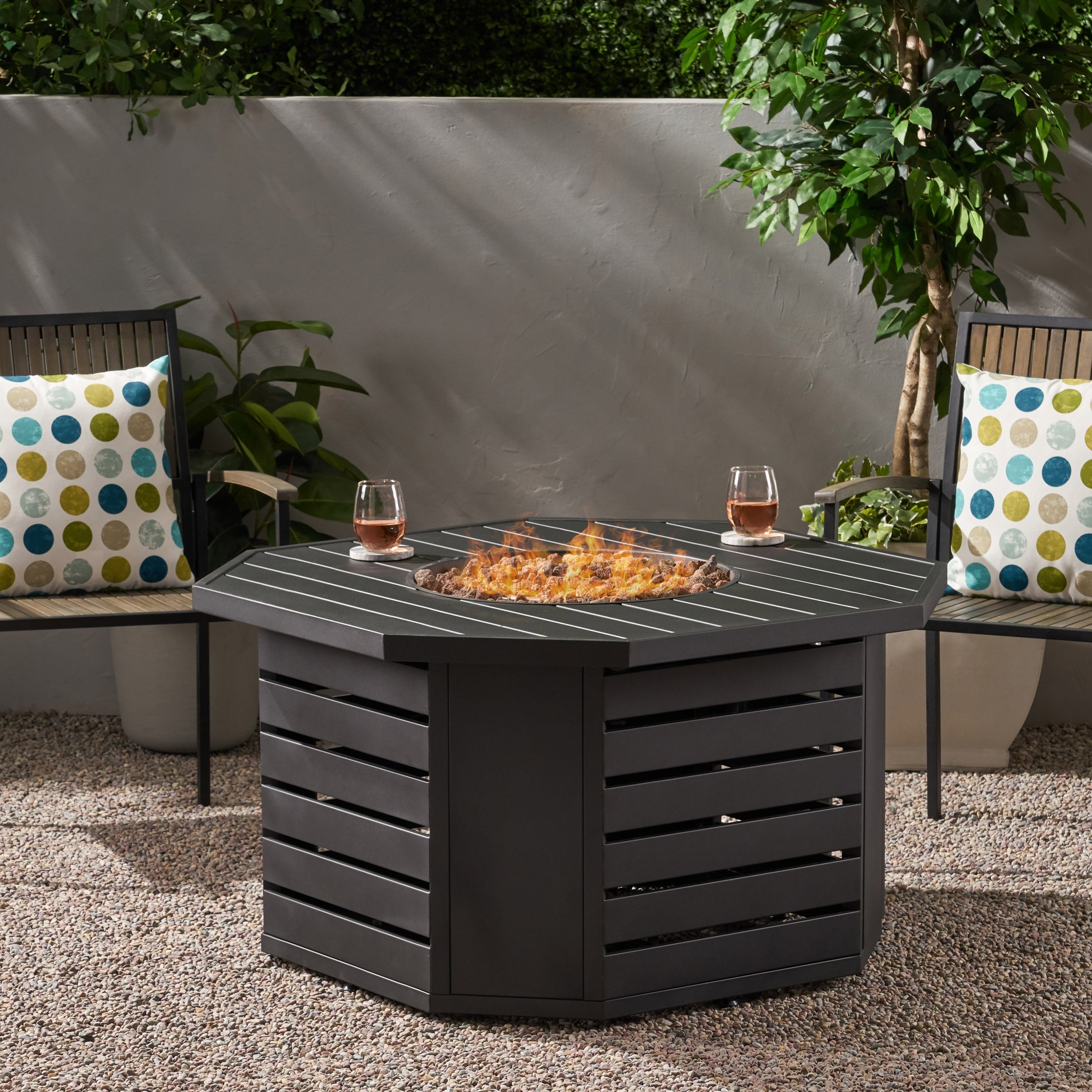 Rene Iron Octagonal Fire Pit By Christopher Knight Home