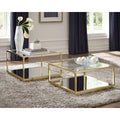 Silver Orchid Davidson Brass And Clear 2 Piece Square Occasional Set