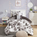 Intelligent Design Renee Black White Floral Print Comforter Set
