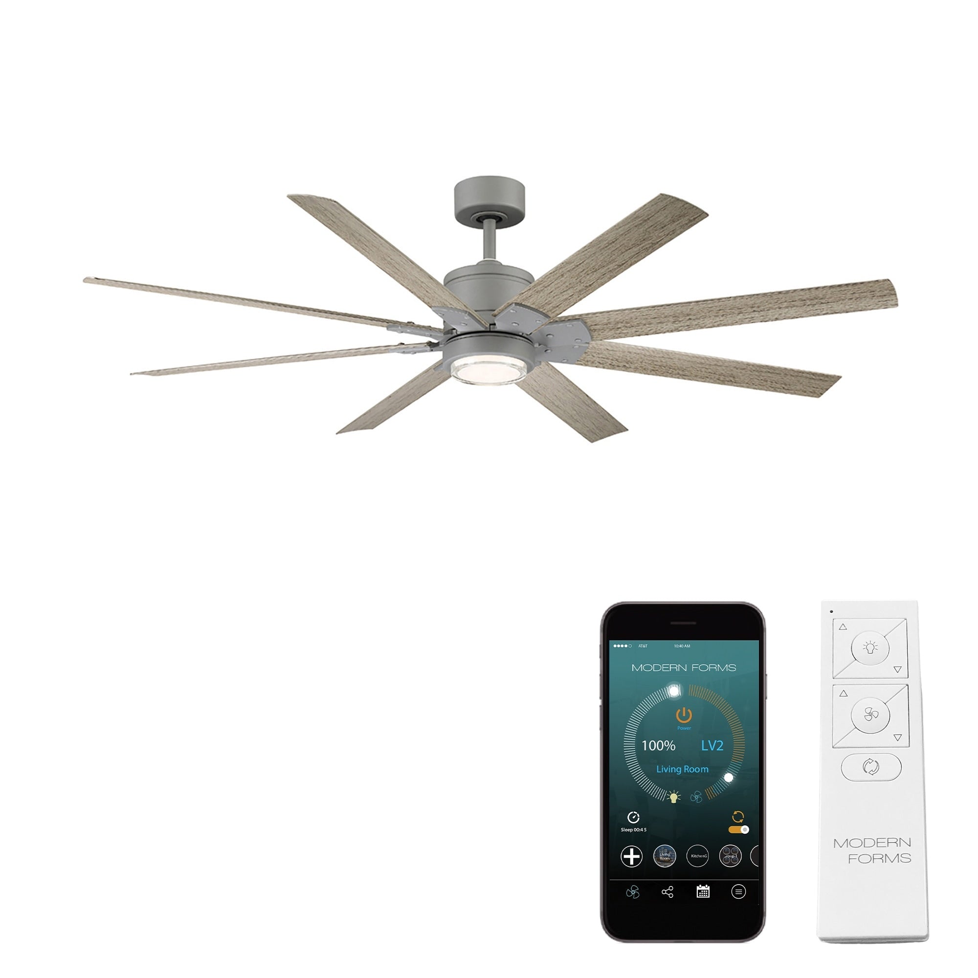 Renegade Indoor And Outdoor 8 Blade Smart Ceiling Fan 52In With 3000K Led Light Kit And Remote Control With Wall Cradle