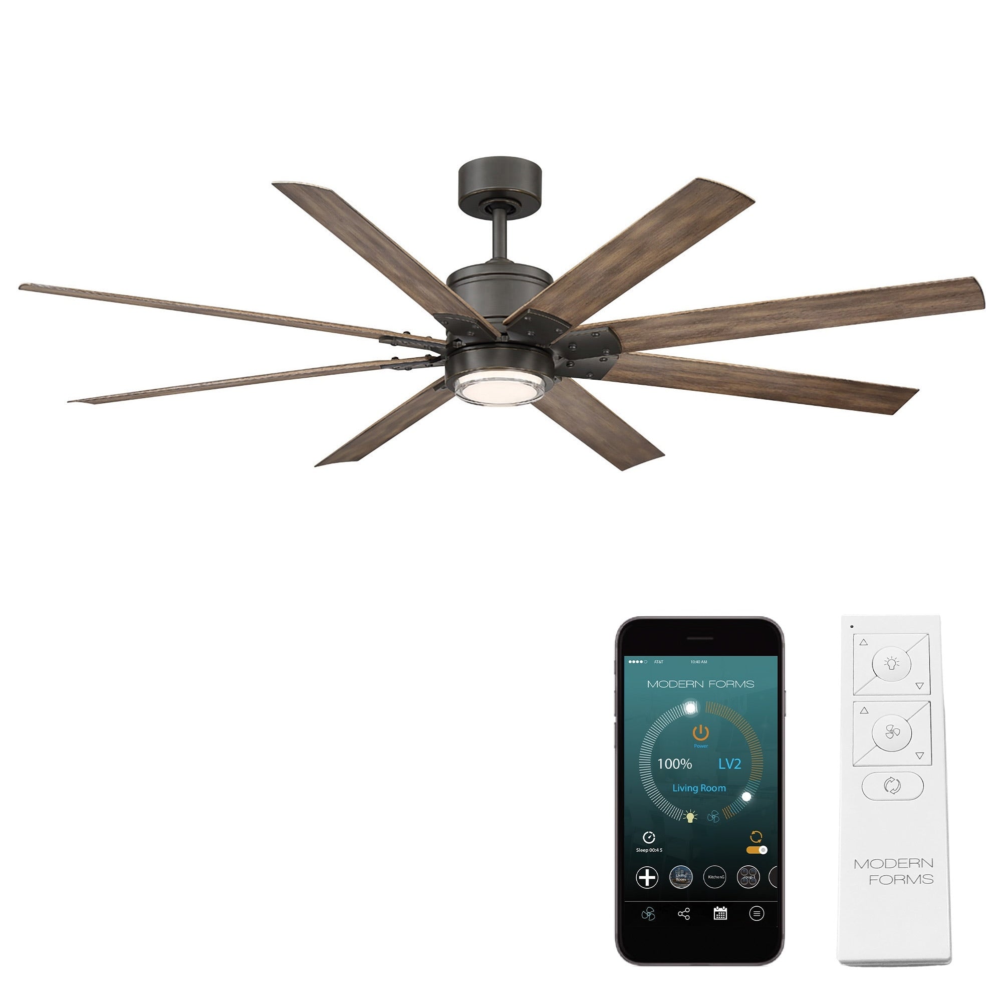 Renegade Indoor And Outdoor 8 Blade Smart Ceiling Fan 66In With 3000K Led Light Kit And Remote Control With Wall Cradle