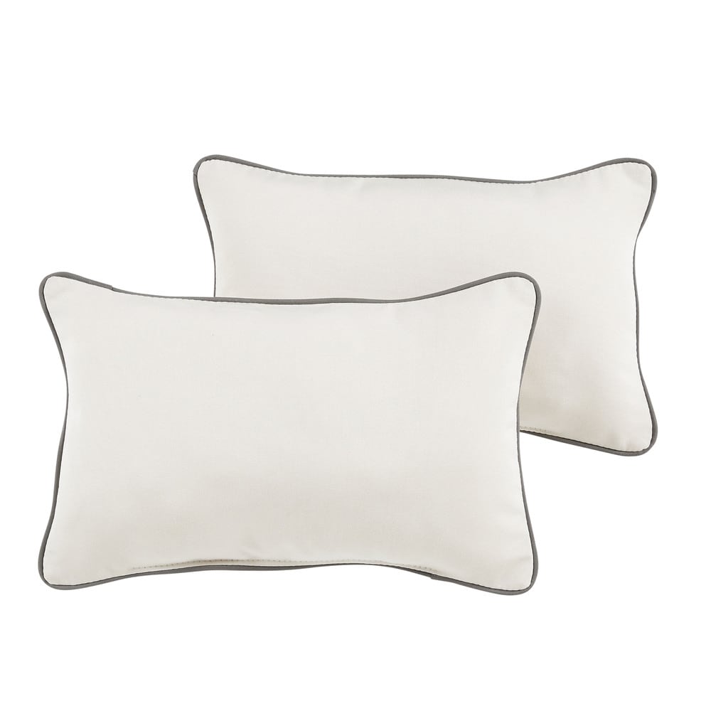Renfro Sunbrella Canvas Charcoal Indoor Outdoor 13 X 20 Inch Corded Pillow Set