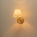 Rennnsan 1 2 Light Modern Farmhouse Brushed Gold Wall Sconce With Pleated Fabric Shades