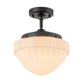 1 Light Black Frosted Glass Semi Flush Mount For Entryway Bathroom 1 Light