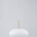 Rennnsan 1 Light Brass Ribbed Opal Glass Pendant For Dining Room 1 Light
