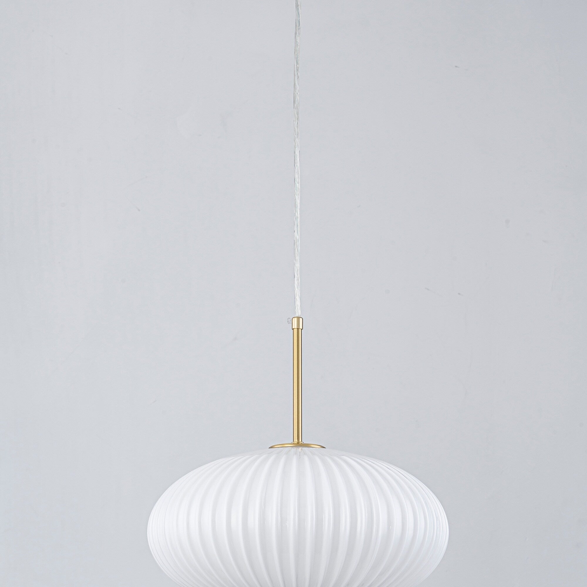 Rennnsan 1 Light Brass Ribbed Opal Glass Pendant For Dining Room 1 Light