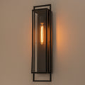 Rennnsan 1 Light Matte Black Rectangular Iron Ip44 Outdoor Wall Sconce For Patio 7 In. W X 5.9 In.D X 28 In.H