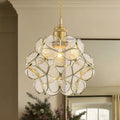 Rennnsan 1 Light Mid Century Brass Glass Flower Pendant Light Vintage Floral Ceiling Light For Dining Room Kitchen Island
