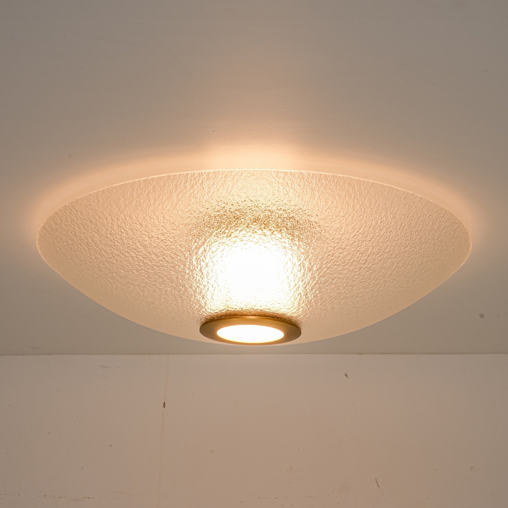 Rennnsan 1 Light Modern Ripple Glass Led Flush Mount Ceiling Light 12W 3000K Dimmable For Bedroom Hallway