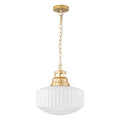 Rennnsan 1 Light Ribbed Milk Glass Pendant Light For Dining Room 14.2 In. W X 15 In. H