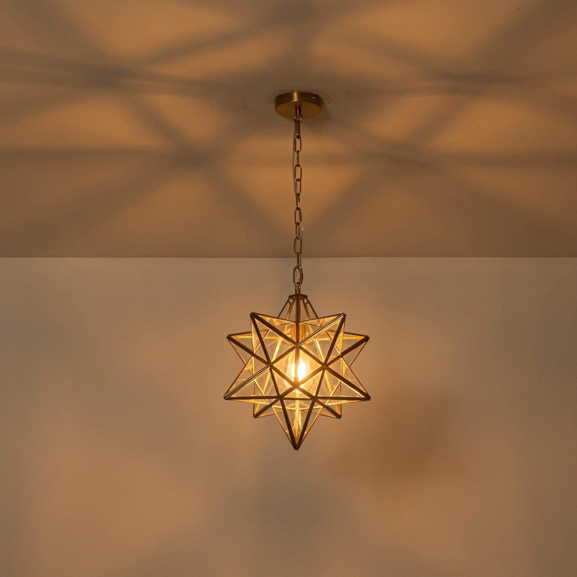 Rennnsan 1 Light Star Clear Glass Pendant Light For Modern Entryway Dining Room 13.8 In. W X 16.9 In. H