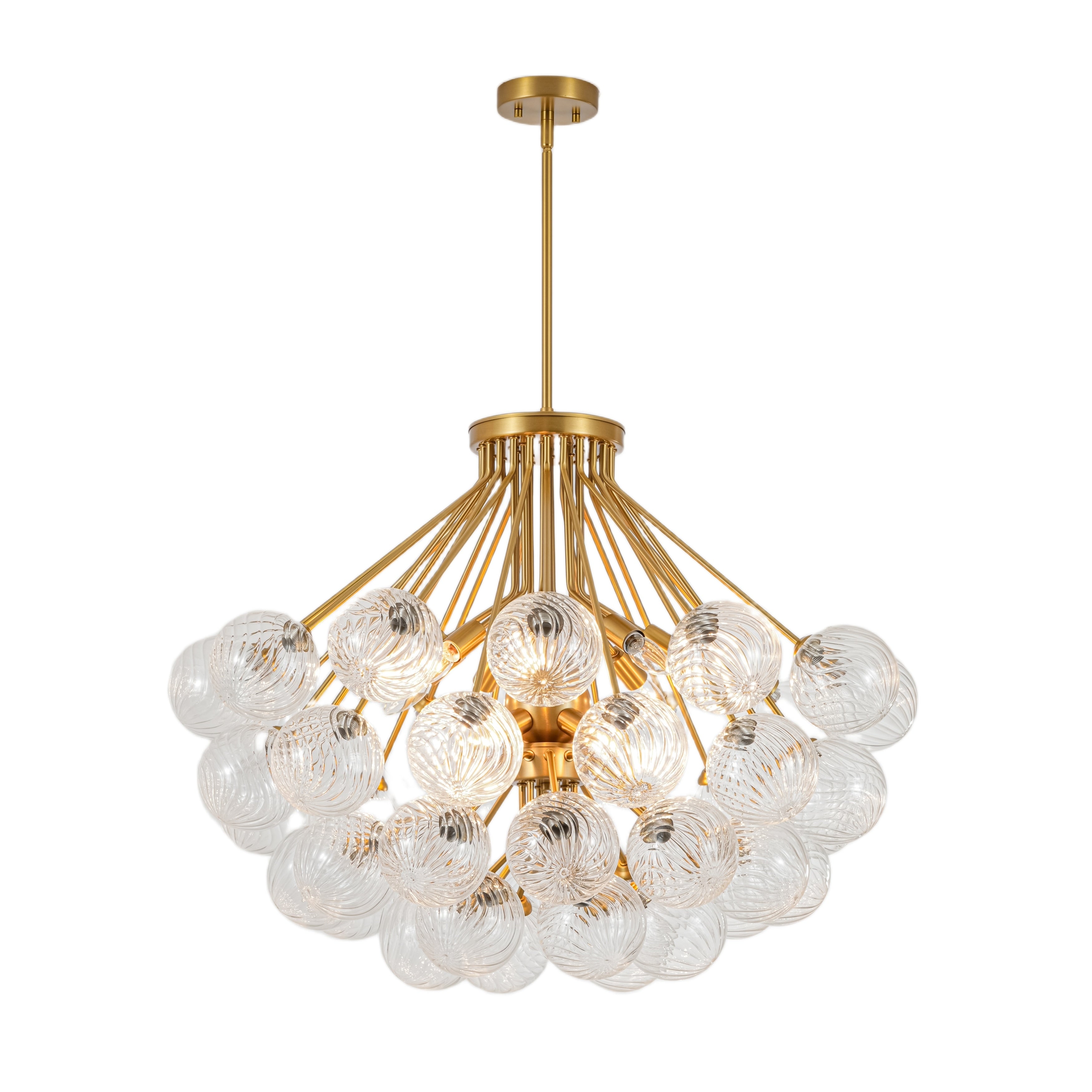 Rennnsan 15 Light Modern Tiered Sputnik Gold Chandelier Large Pendant With Twisted Glass Globes And Gold Finish