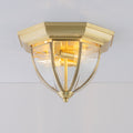 Rennnsan 2 Light 12.2 In Retro Brass Cone Flush Mount Ceiling Light With Clear Glass Shade 12.2 In. Dia X 7.9 In. H