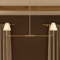 Rennnsan 2 Light Farmhouse Gold Linear Cone Fabric Pendant Light Kitchen Island Lighting 48 In. W X 7 In. D X 11.6 In. H